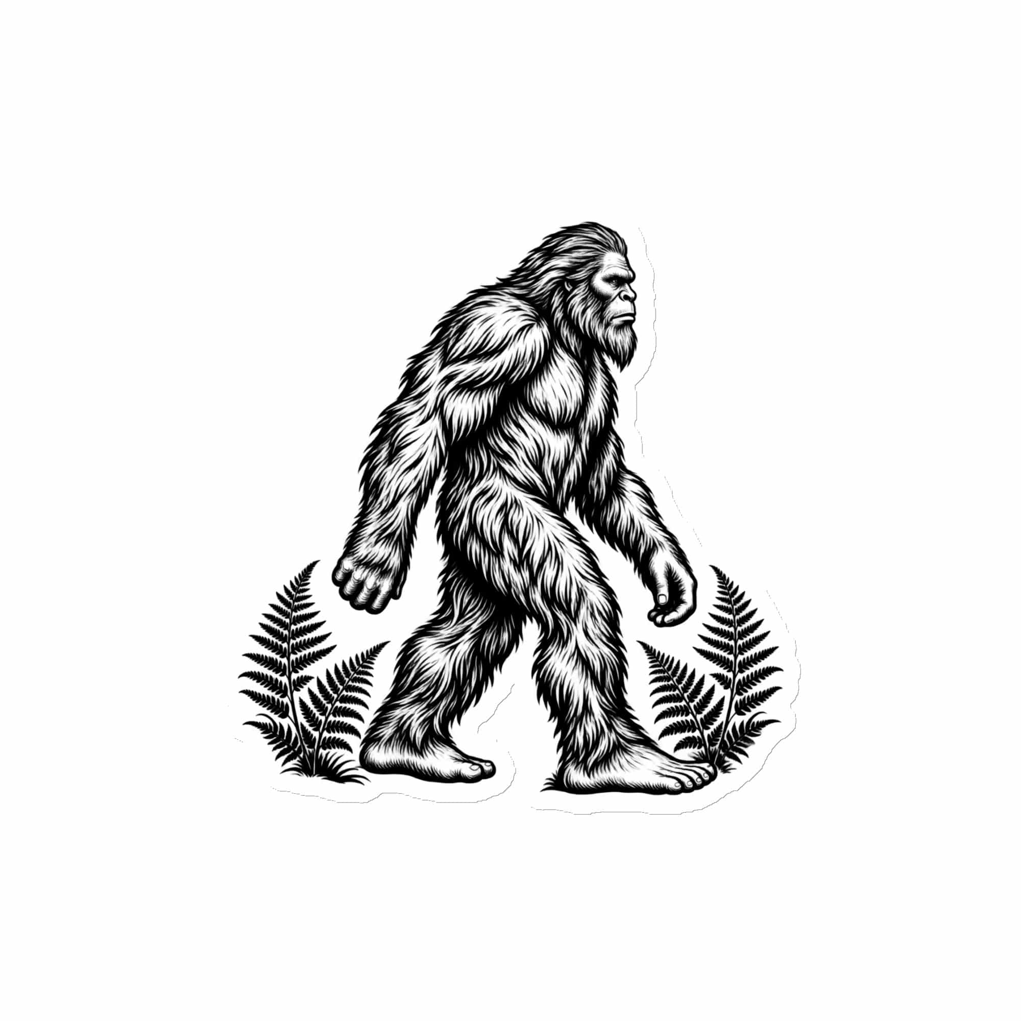 Bigfoot Black Ink Woodcut Die-Cut Magnet