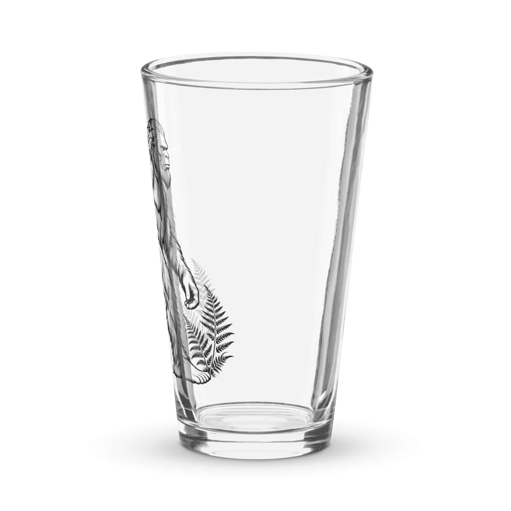 Black Ink Woodcut Bigfoot Pint Glass