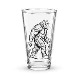 28 Bigfoot Black Ink Woodcut Pint Glass - 16 oz - Main