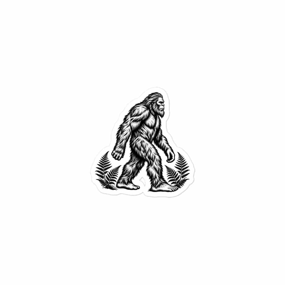 Bigfoot Black Ink Woodcut Vinyl Sticker