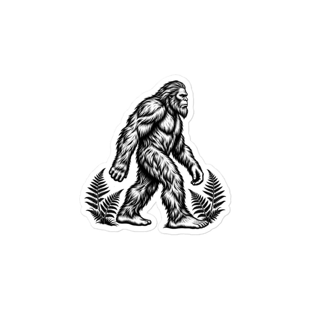 Bigfoot Black Ink Woodcut Vinyl Sticker