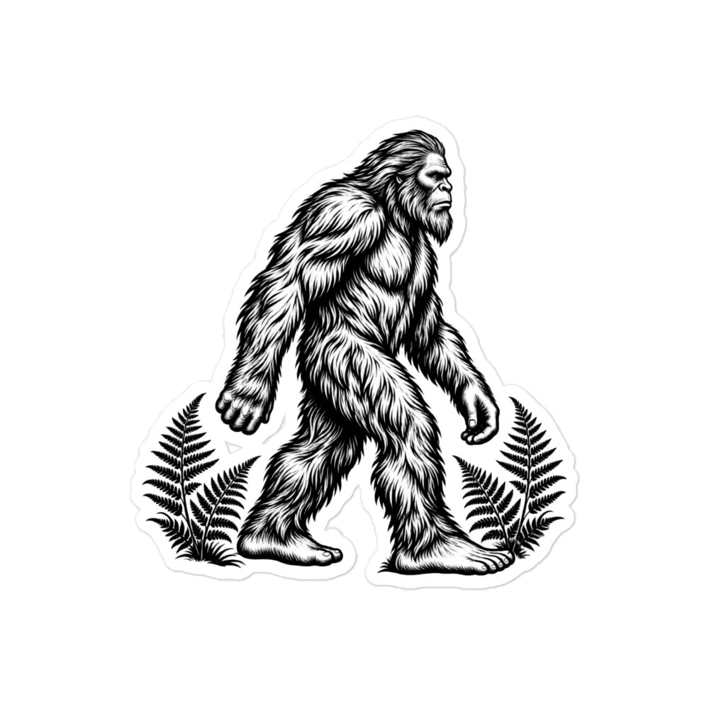 Bigfoot Black Ink Woodcut Vinyl Sticker