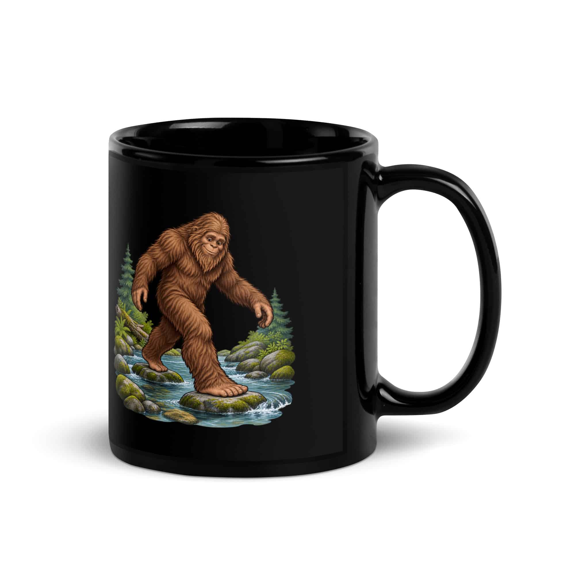 Creek Crossing Bigfoot Black Mug