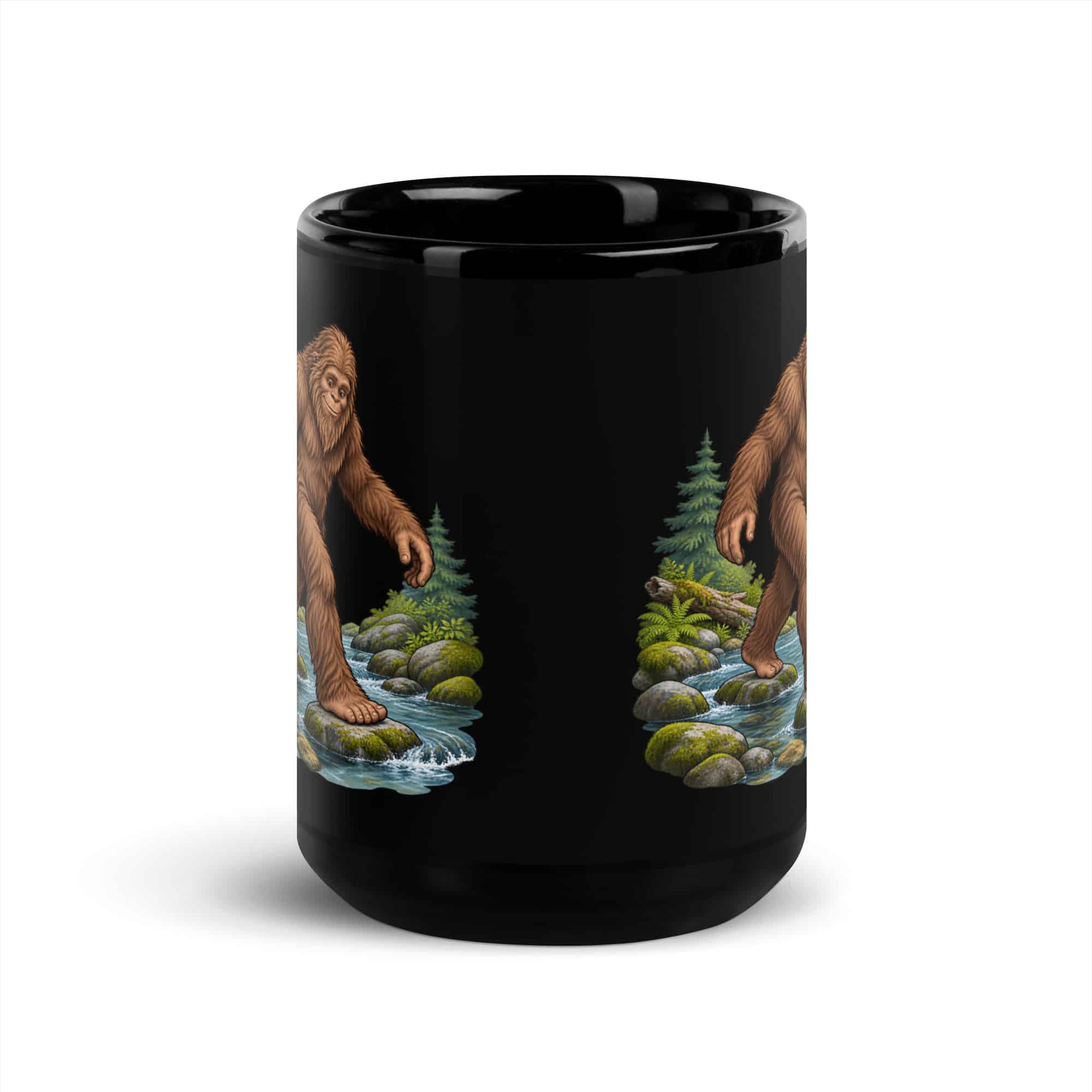 Creek Crossing Bigfoot Black Mug