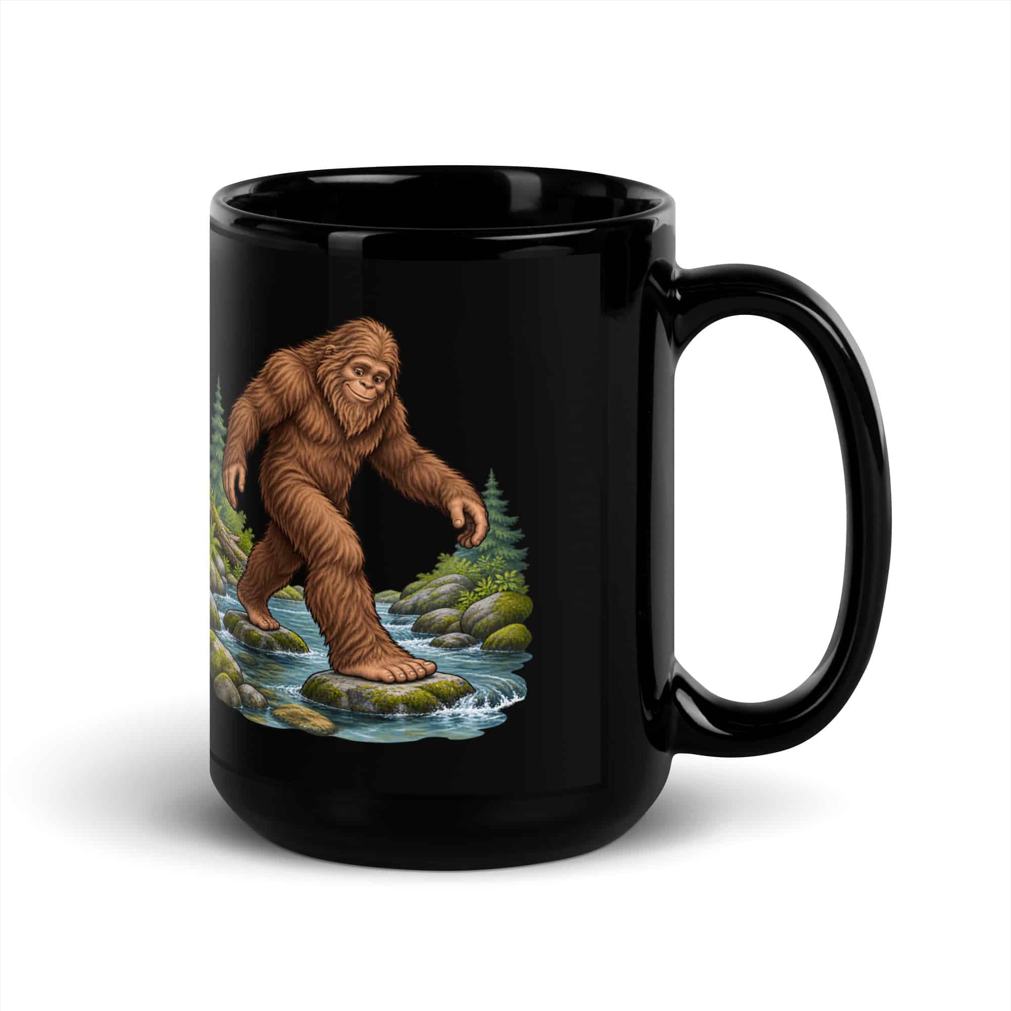 Creek Crossing Bigfoot Black Mug
