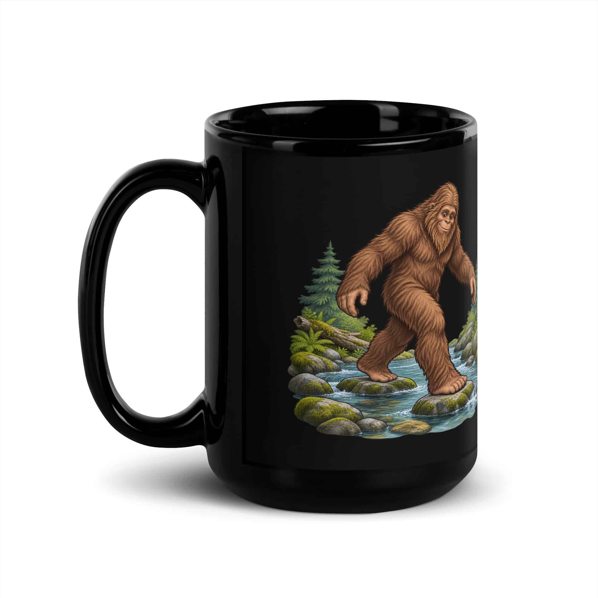 Creek Crossing Bigfoot Black Mug