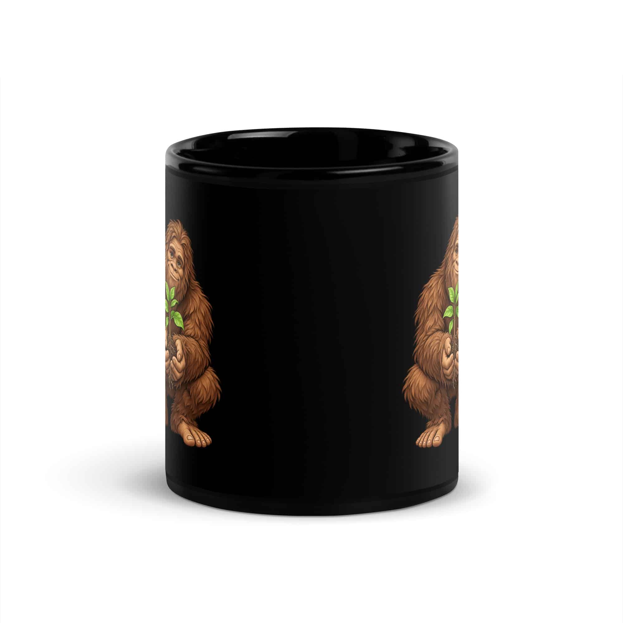 Forest Heart Bigfoot Black Mug
