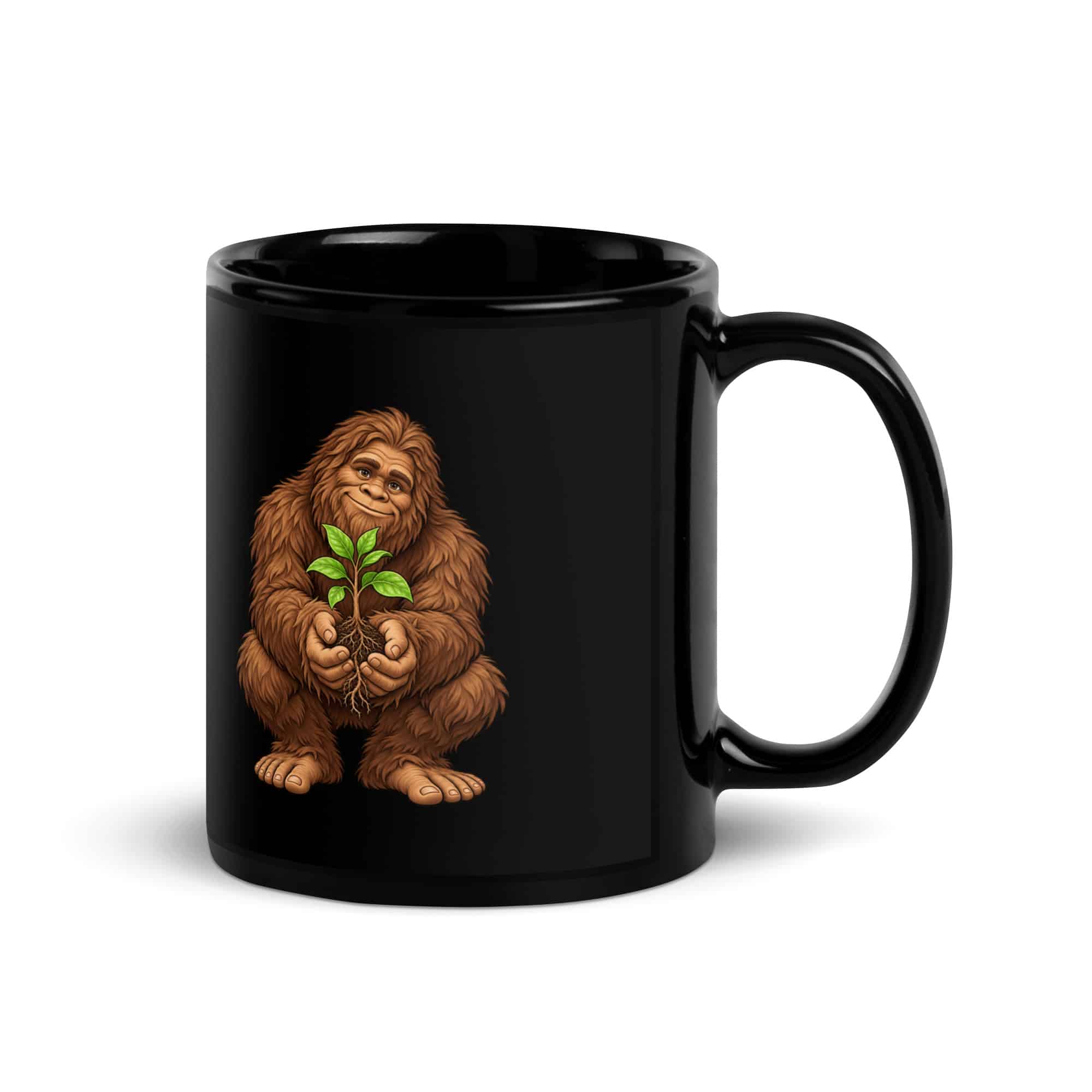 Forest Heart Bigfoot Black Mug