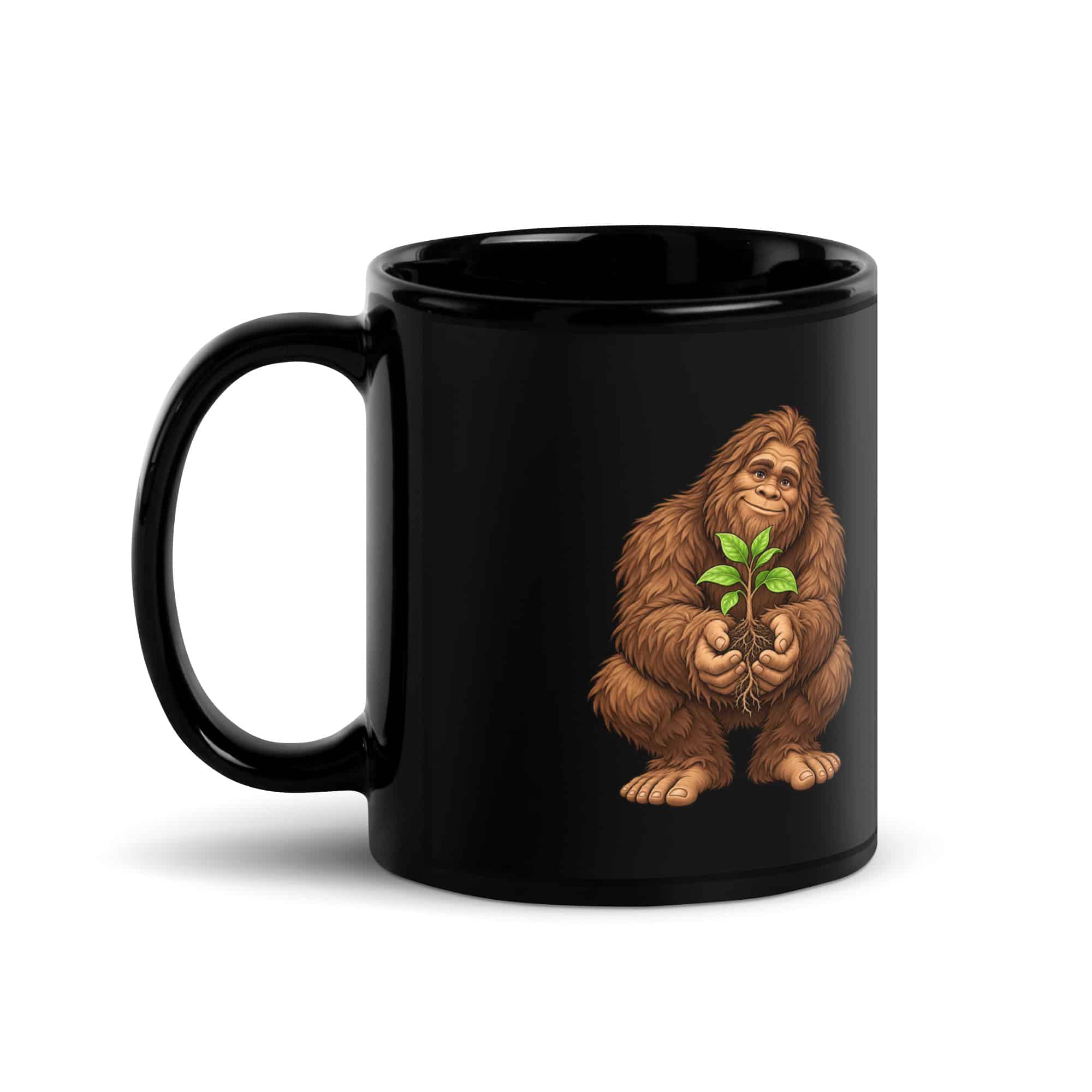 Forest Heart Bigfoot Black Mug