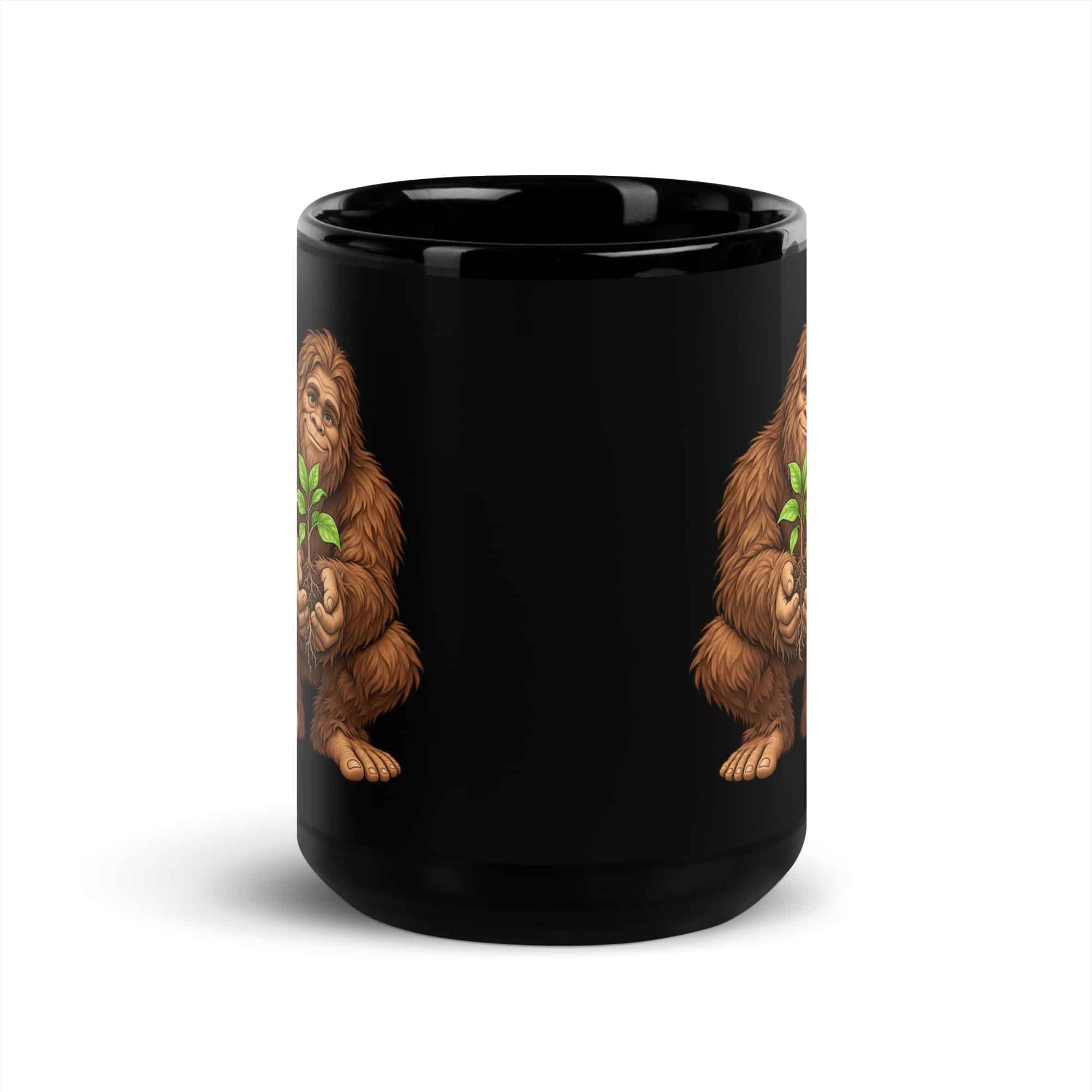 Forest Heart Bigfoot Black Mug