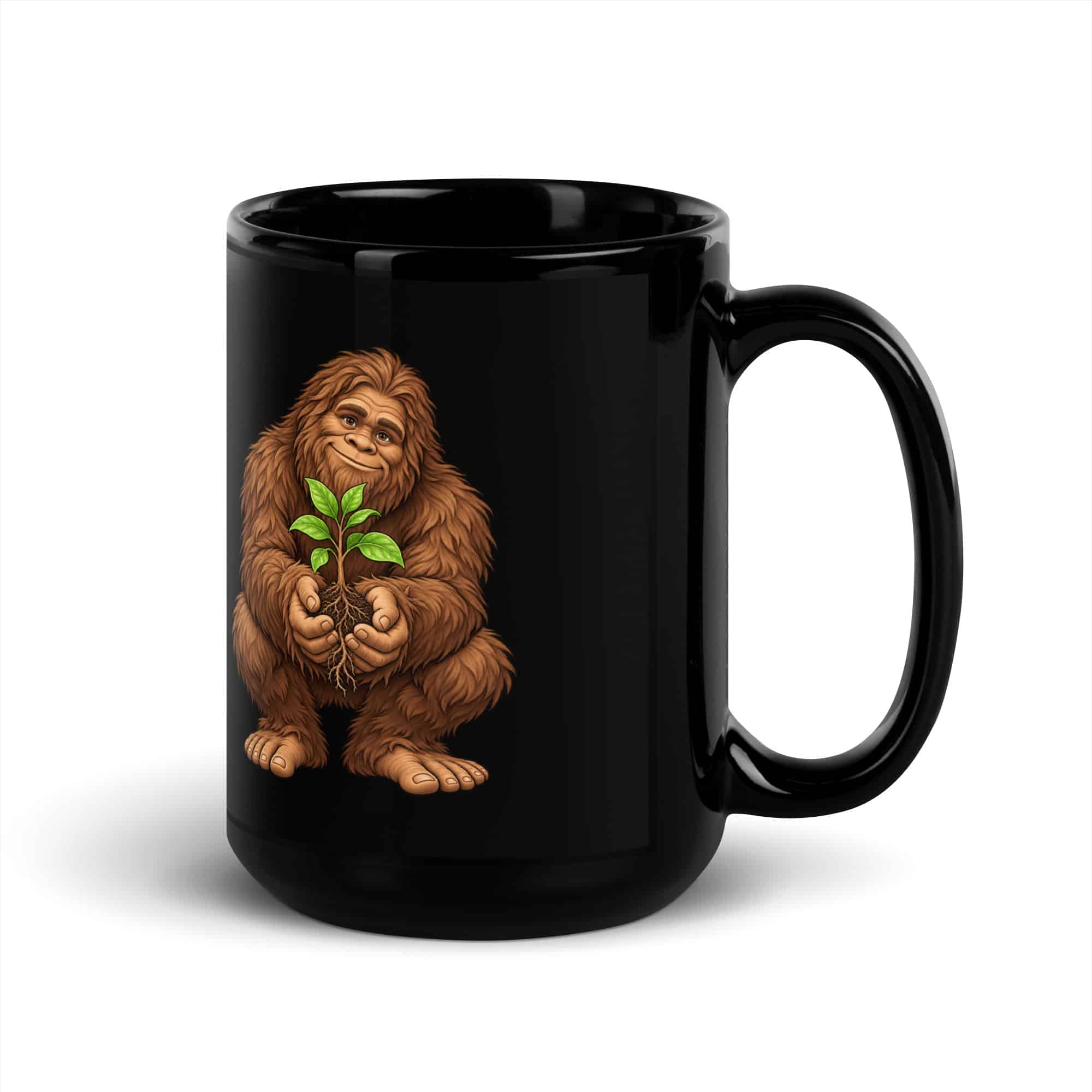 Forest Heart Bigfoot Black Mug