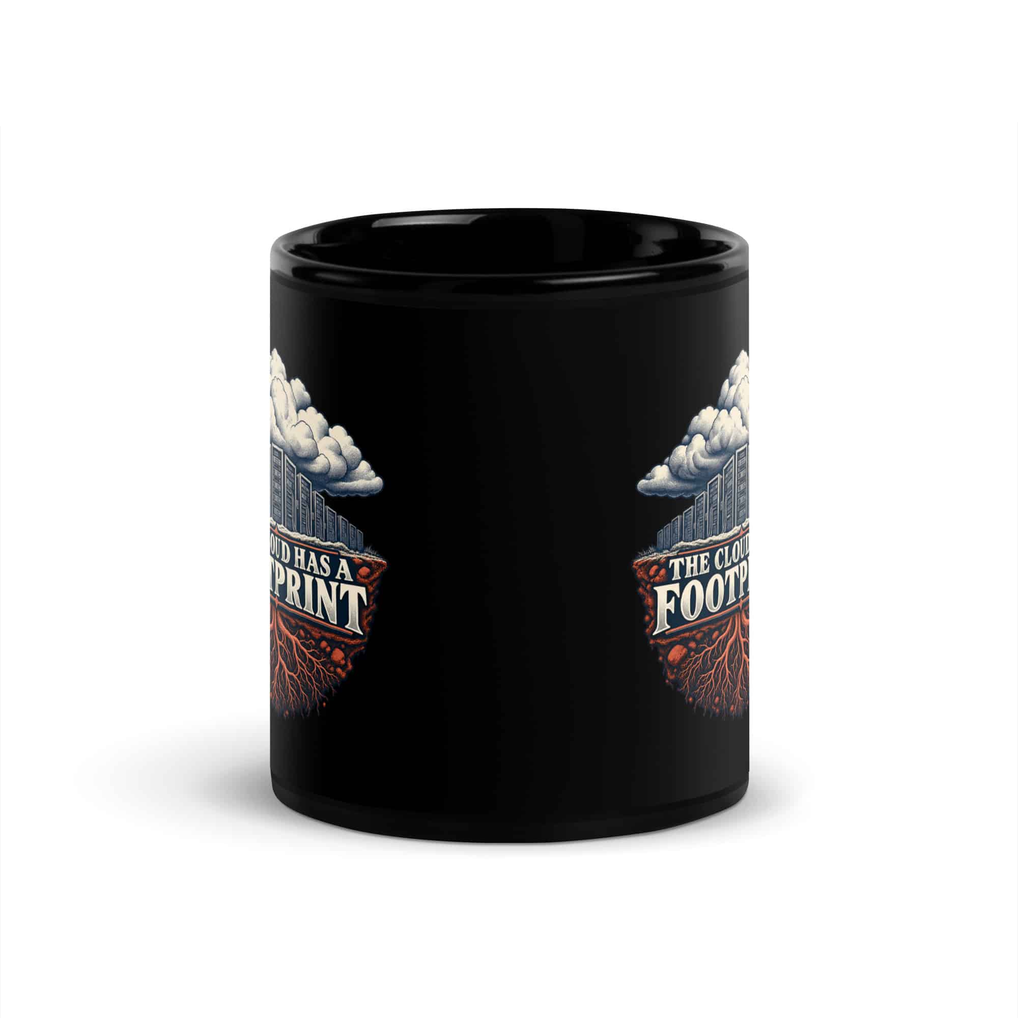 Black Glossy Coffee Mug: The cloud has a footprint