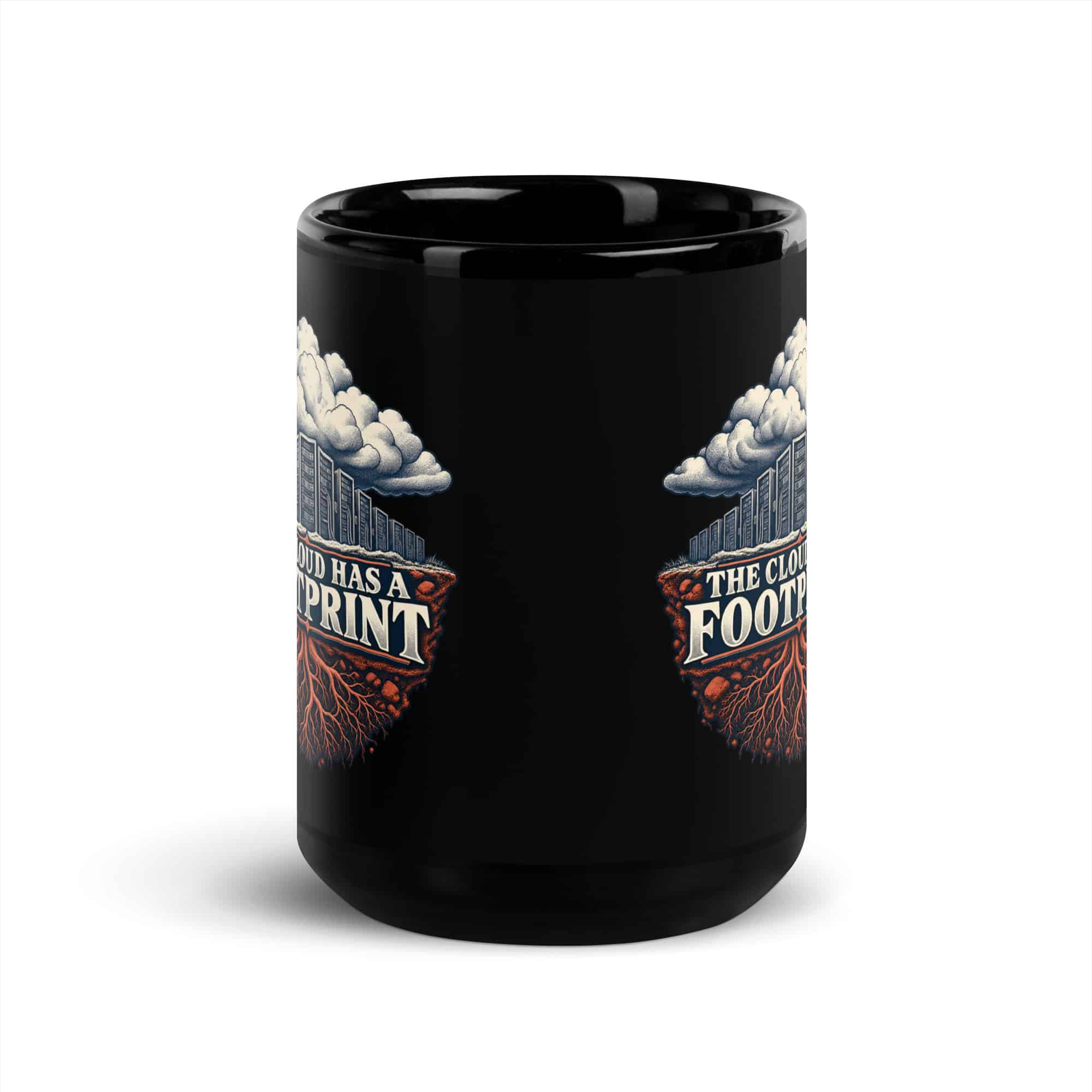 Black Glossy Coffee Mug: The cloud has a footprint