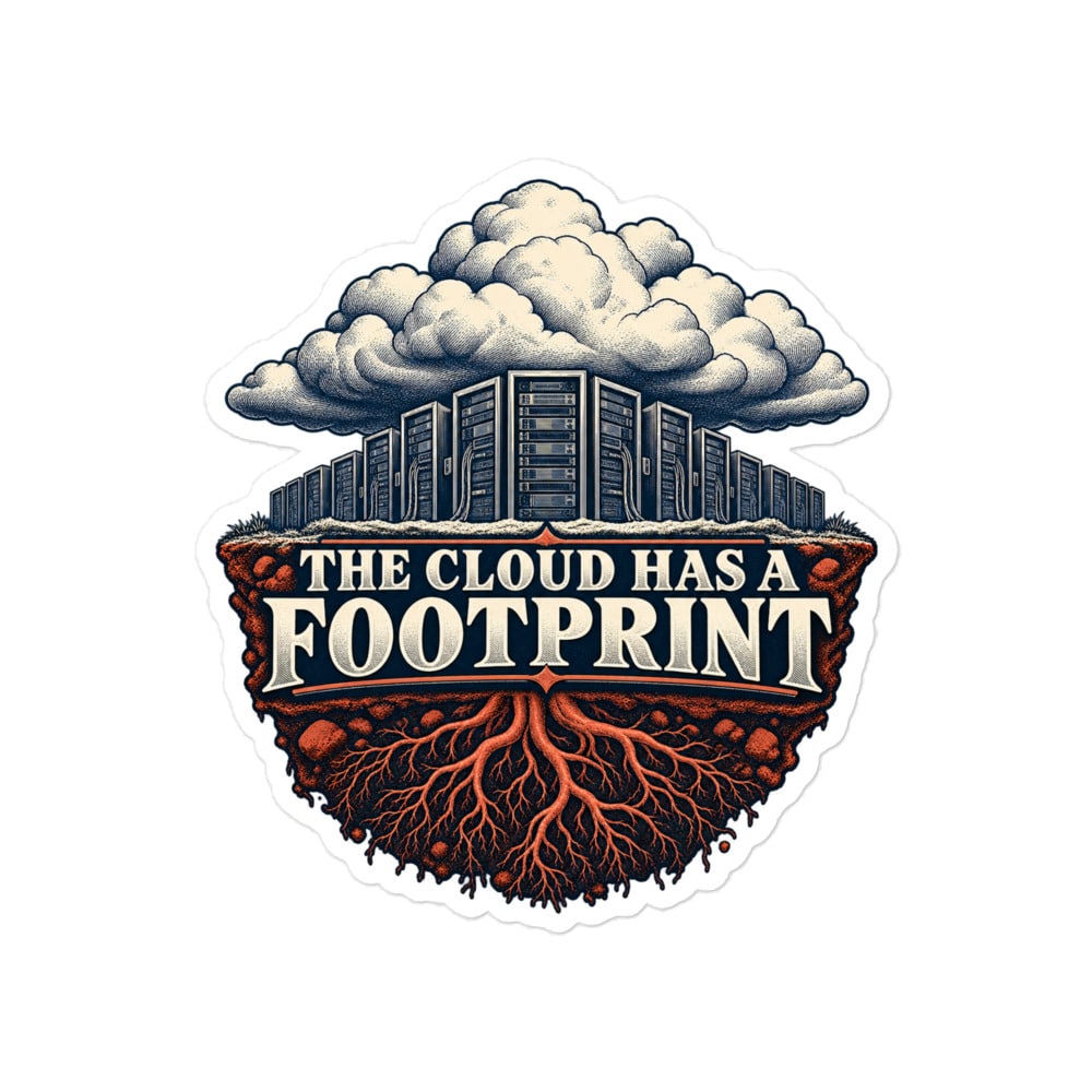 Vinyl Sticker: The cloud has a footprint