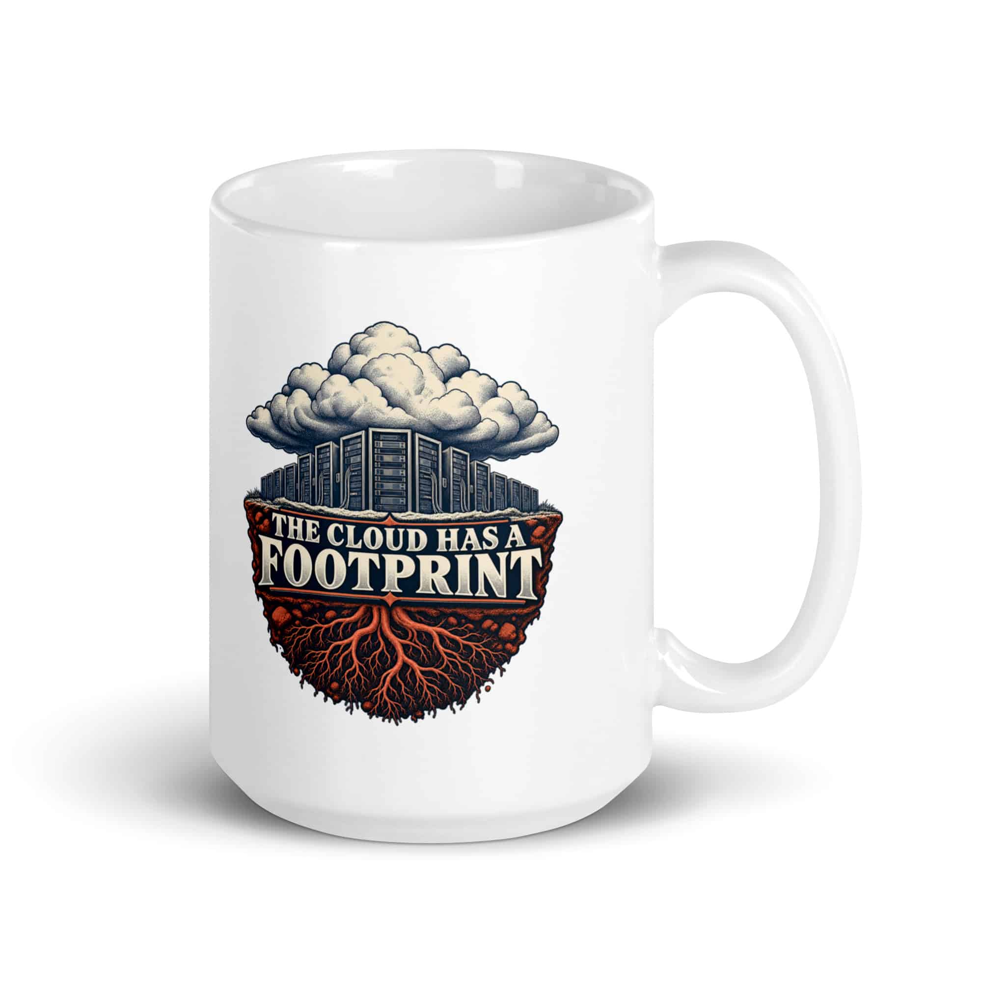 White Ceramic Coffee Mug: The cloud has a footprint