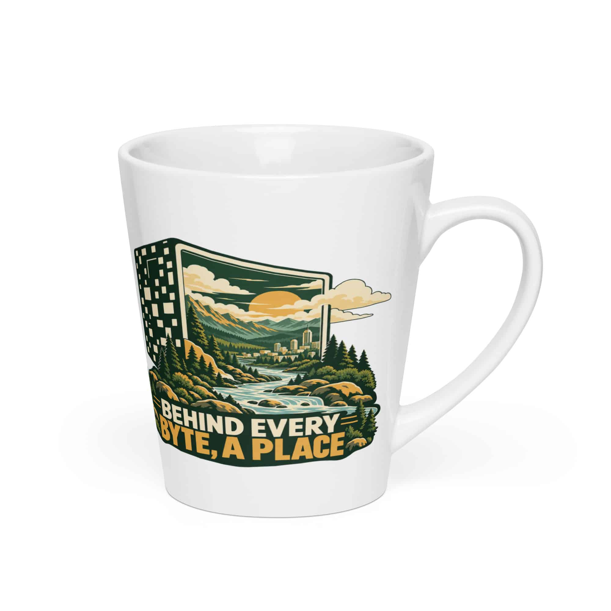 Latte Mug: Behind every byte, a place