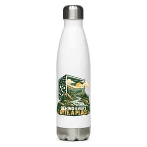 Stainless Steel Water Bottle: Behind every byte, a place - 17 oz - Main