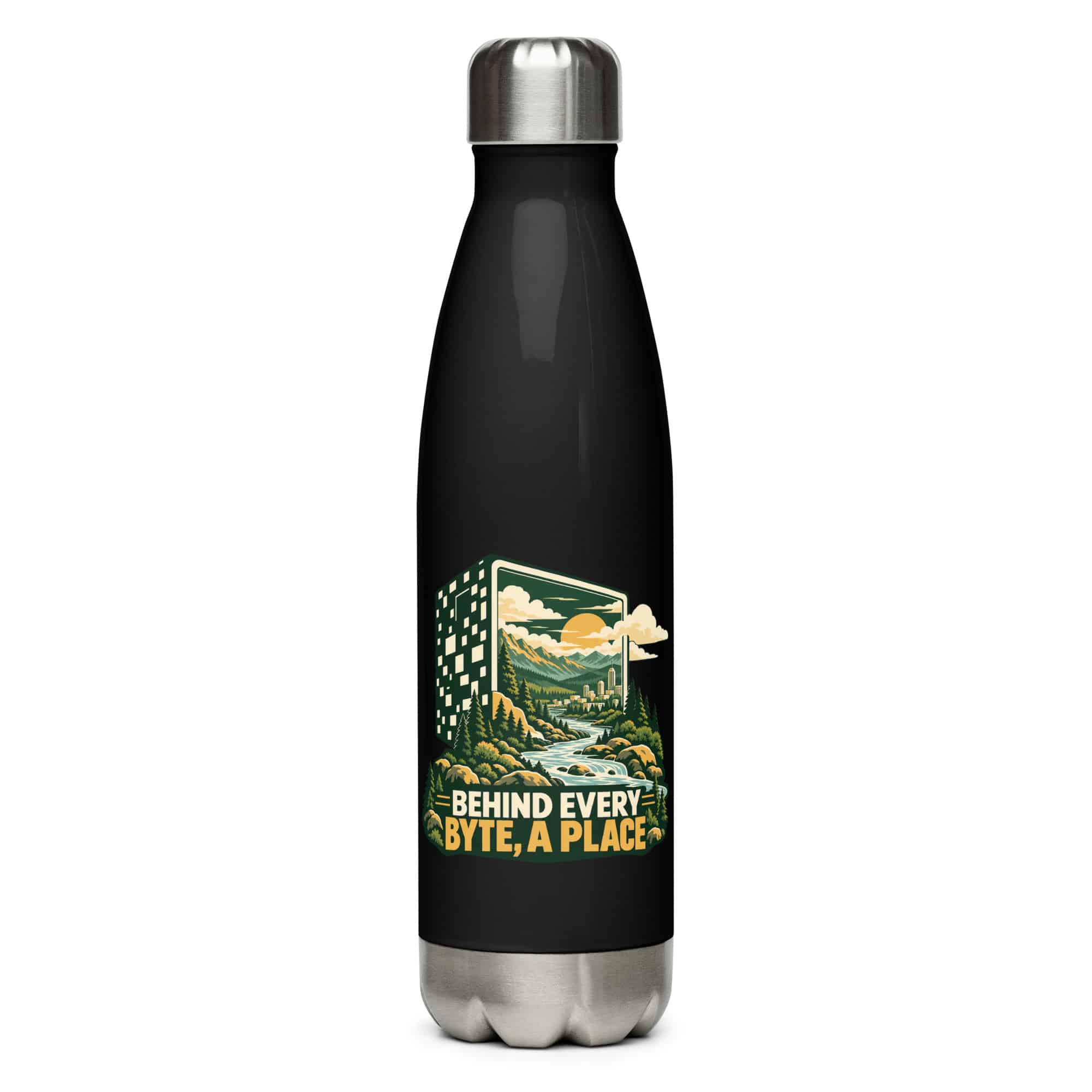 Stainless Steel Water Bottle: Behind every byte, a place