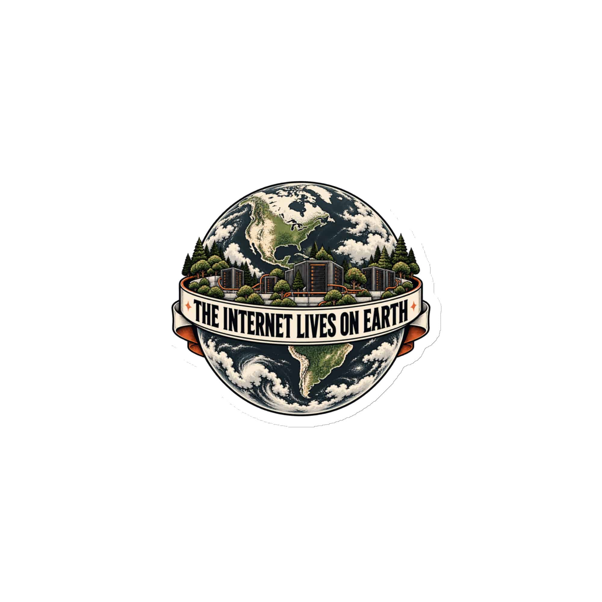 Die-Cut Magnet: The internet lives on Earth