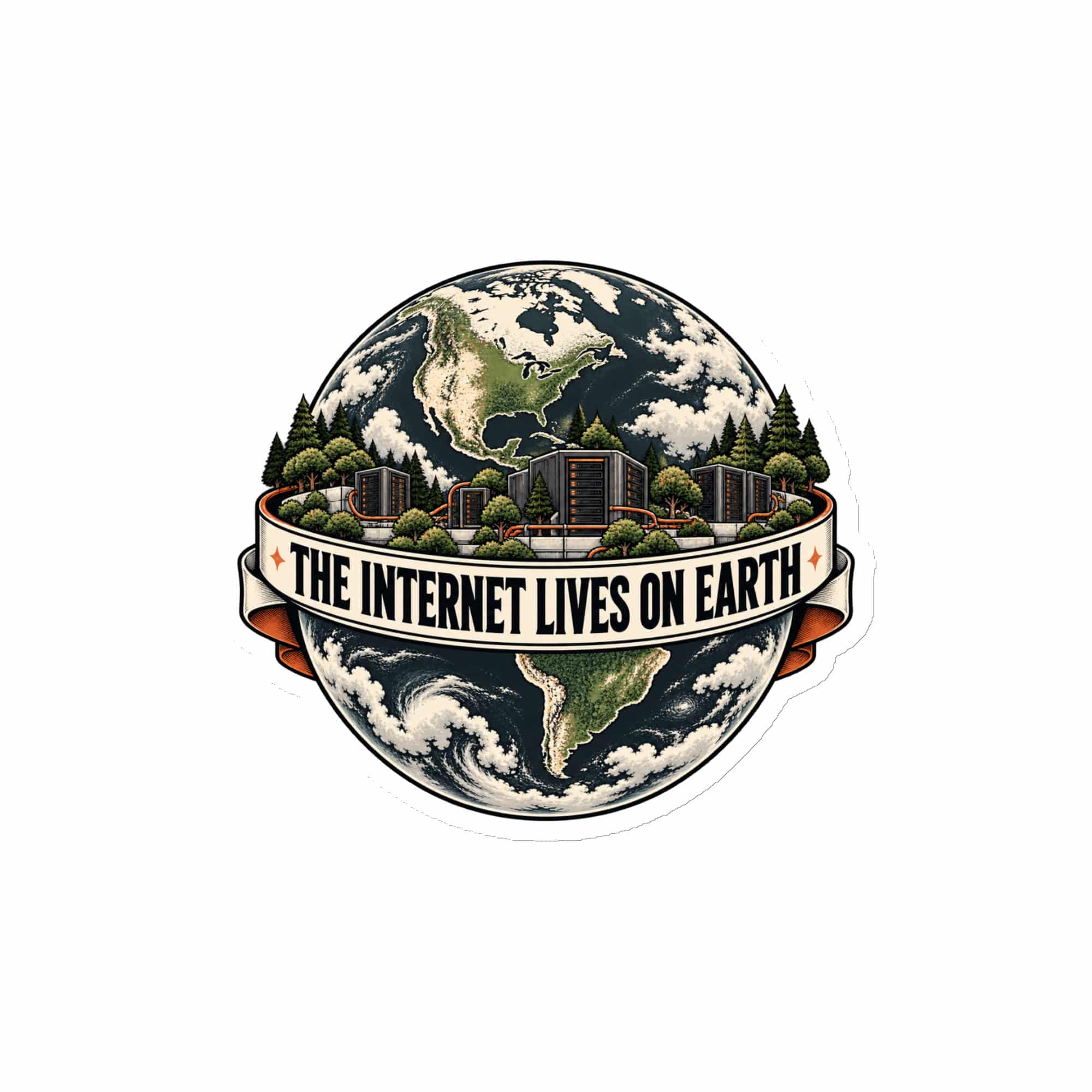 Die-Cut Magnet: The internet lives on Earth