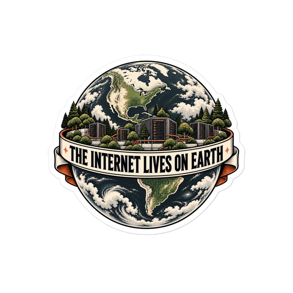Vinyl Sticker: The internet lives on Earth