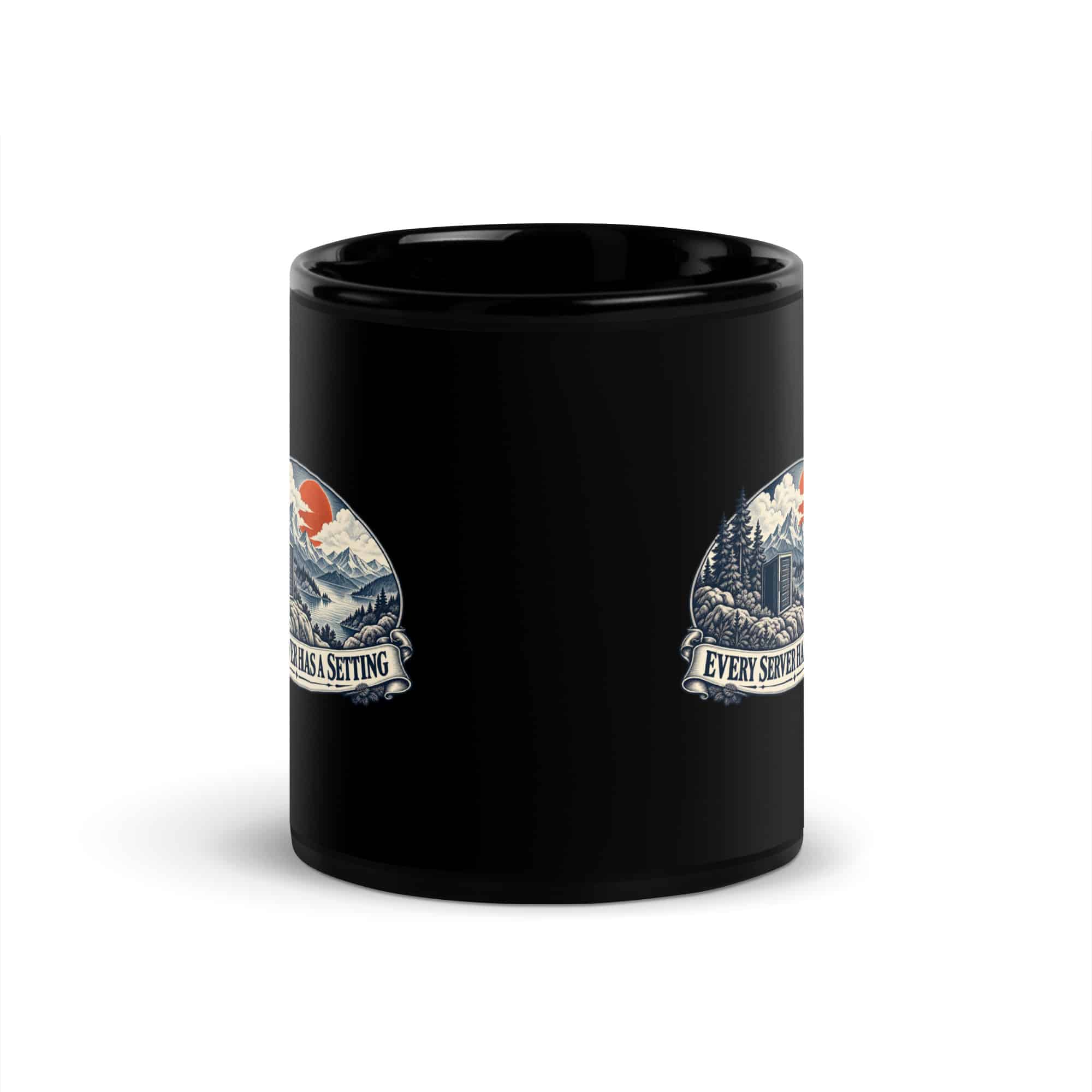 Black Glossy Coffee Mug: Every server has a setting