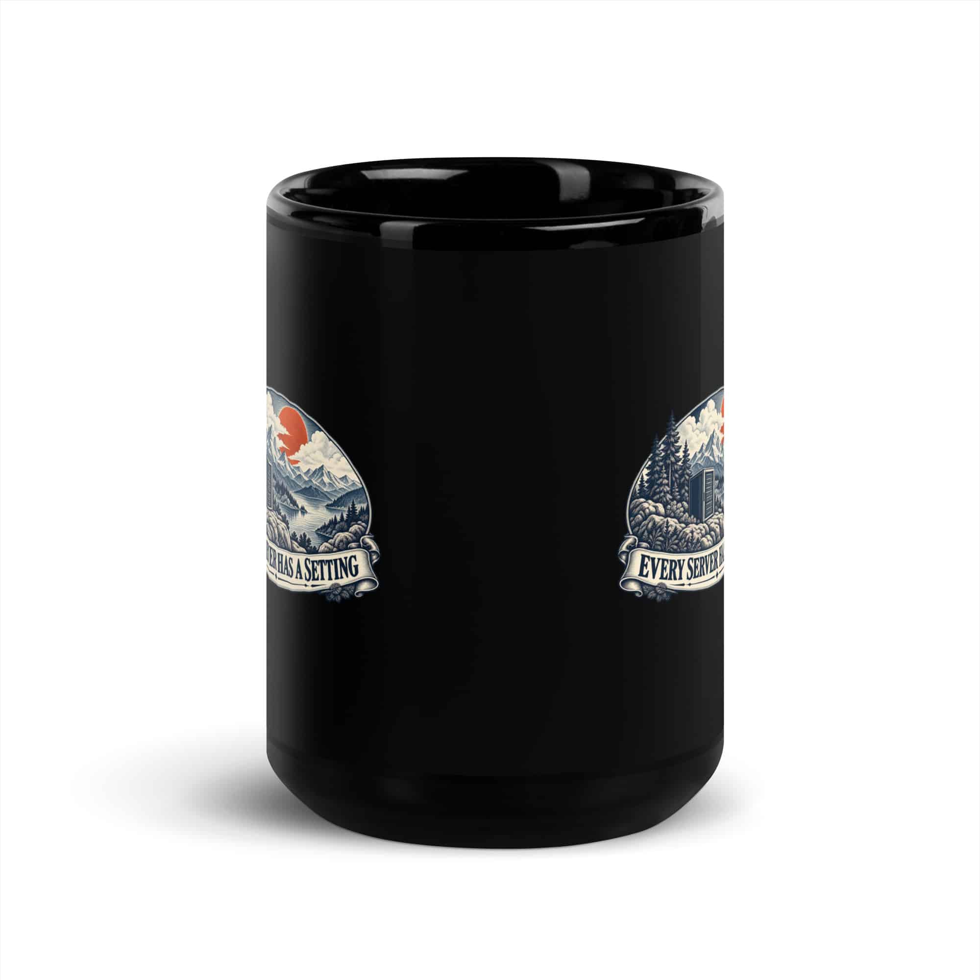 Black Glossy Coffee Mug: Every server has a setting