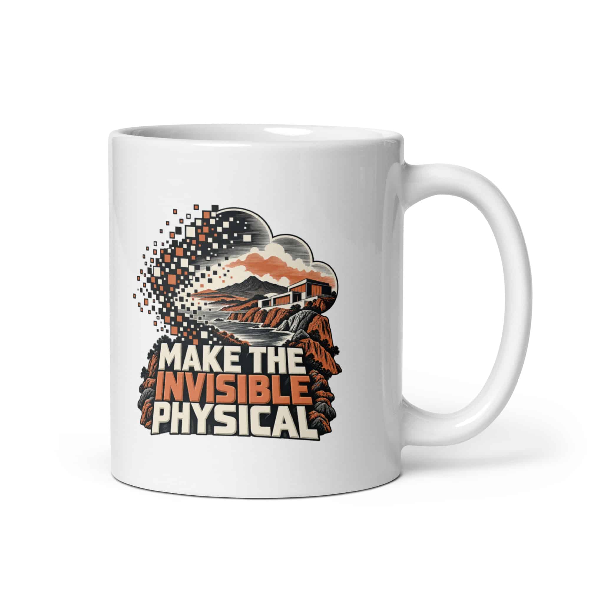 White Ceramic Coffee Mug: Make the invisible physical