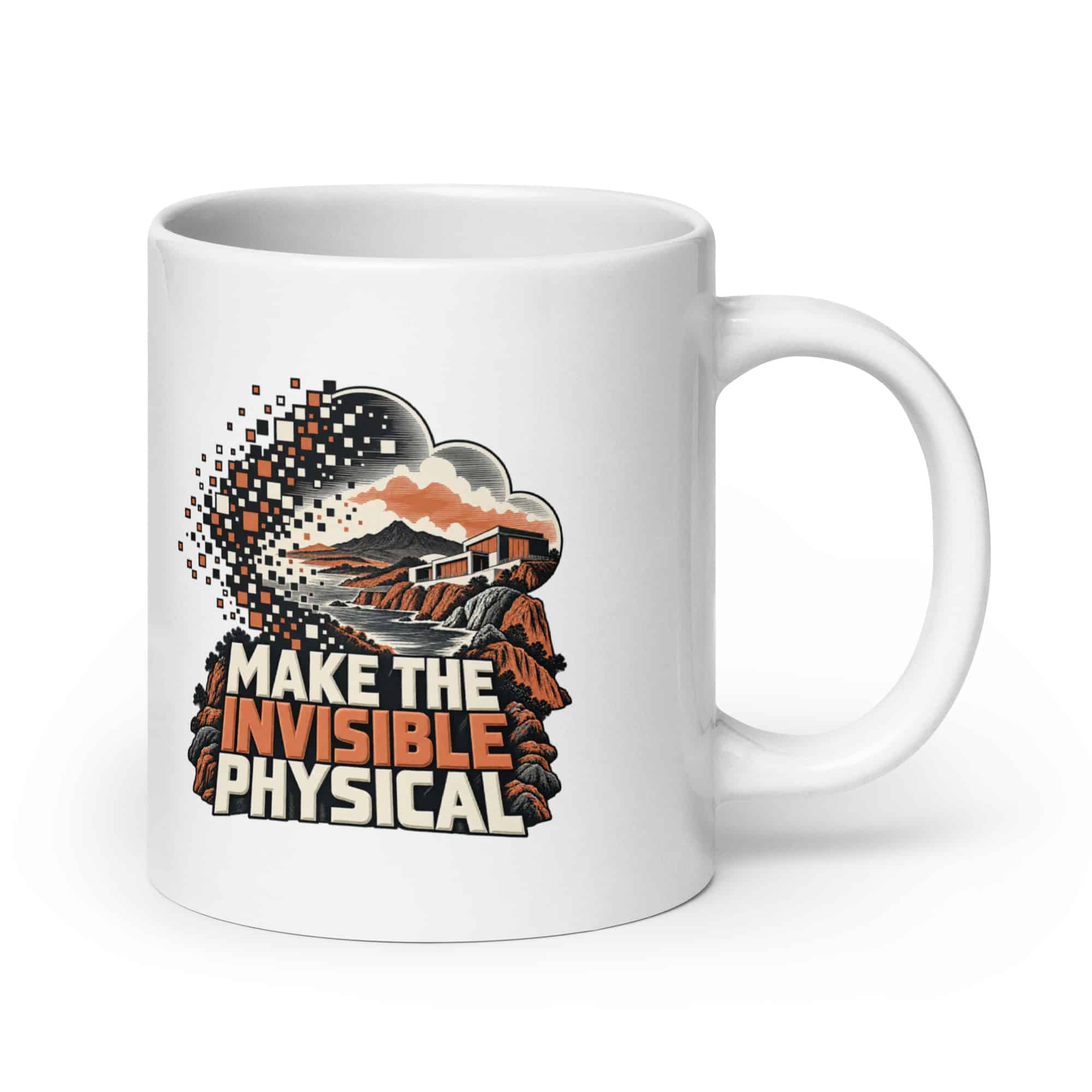White Ceramic Coffee Mug: Make the invisible physical