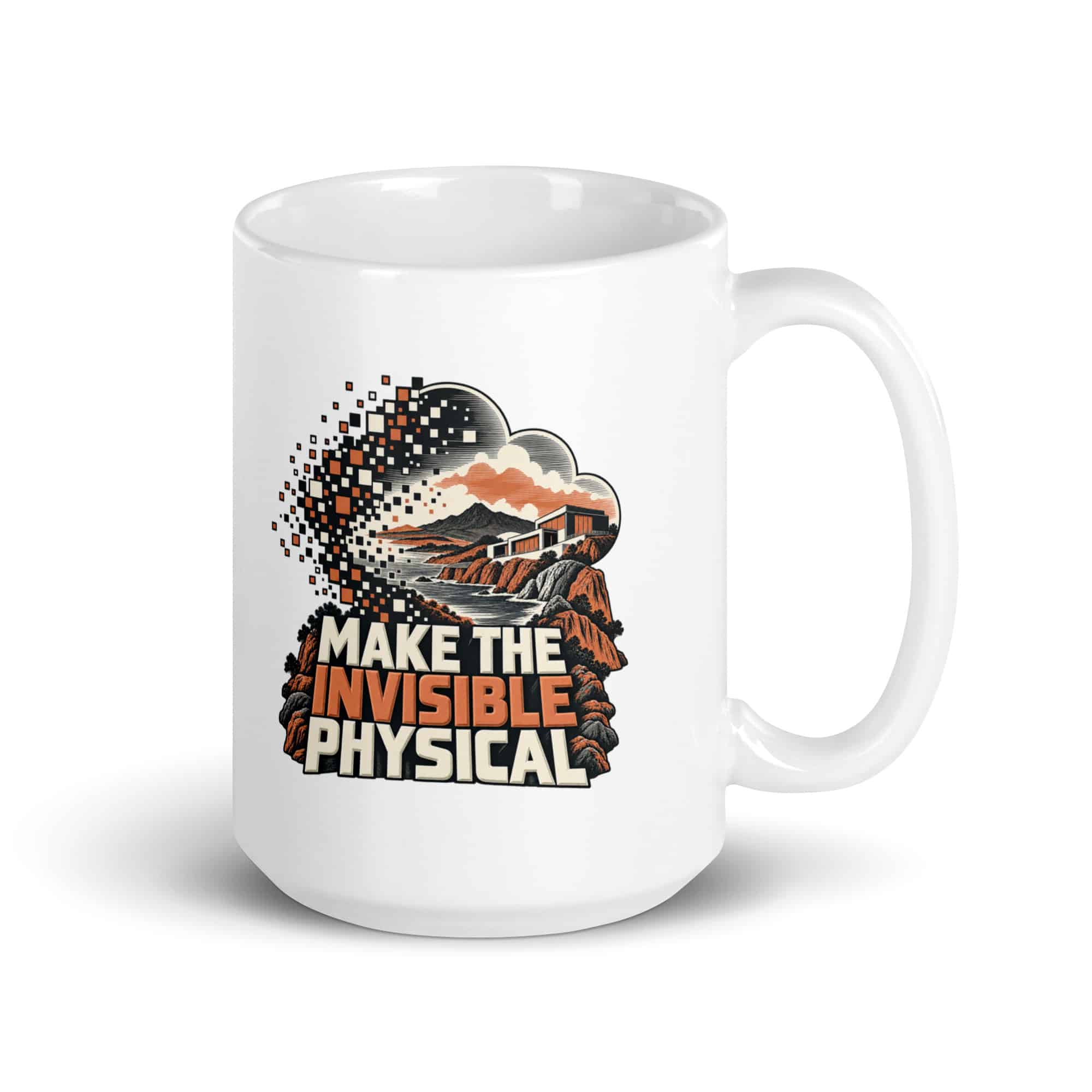 White Ceramic Coffee Mug: Make the invisible physical