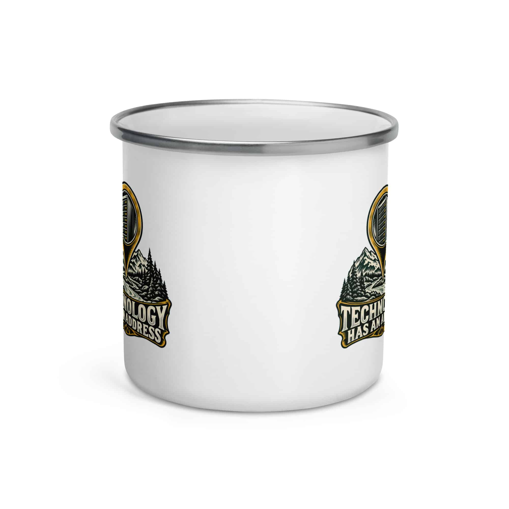 Enamel Camp Mug: Technology has an address