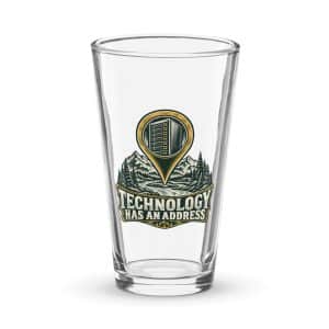 Pint Glass: Technology has an address - 16 oz - Main