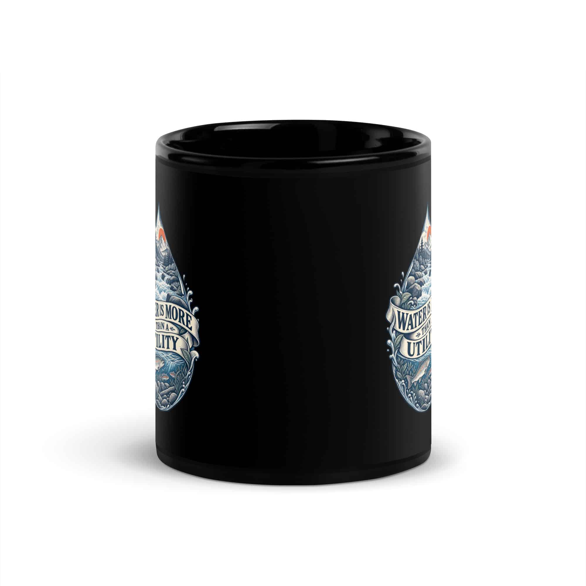 Black Glossy Coffee Mug: Water is more than a utility