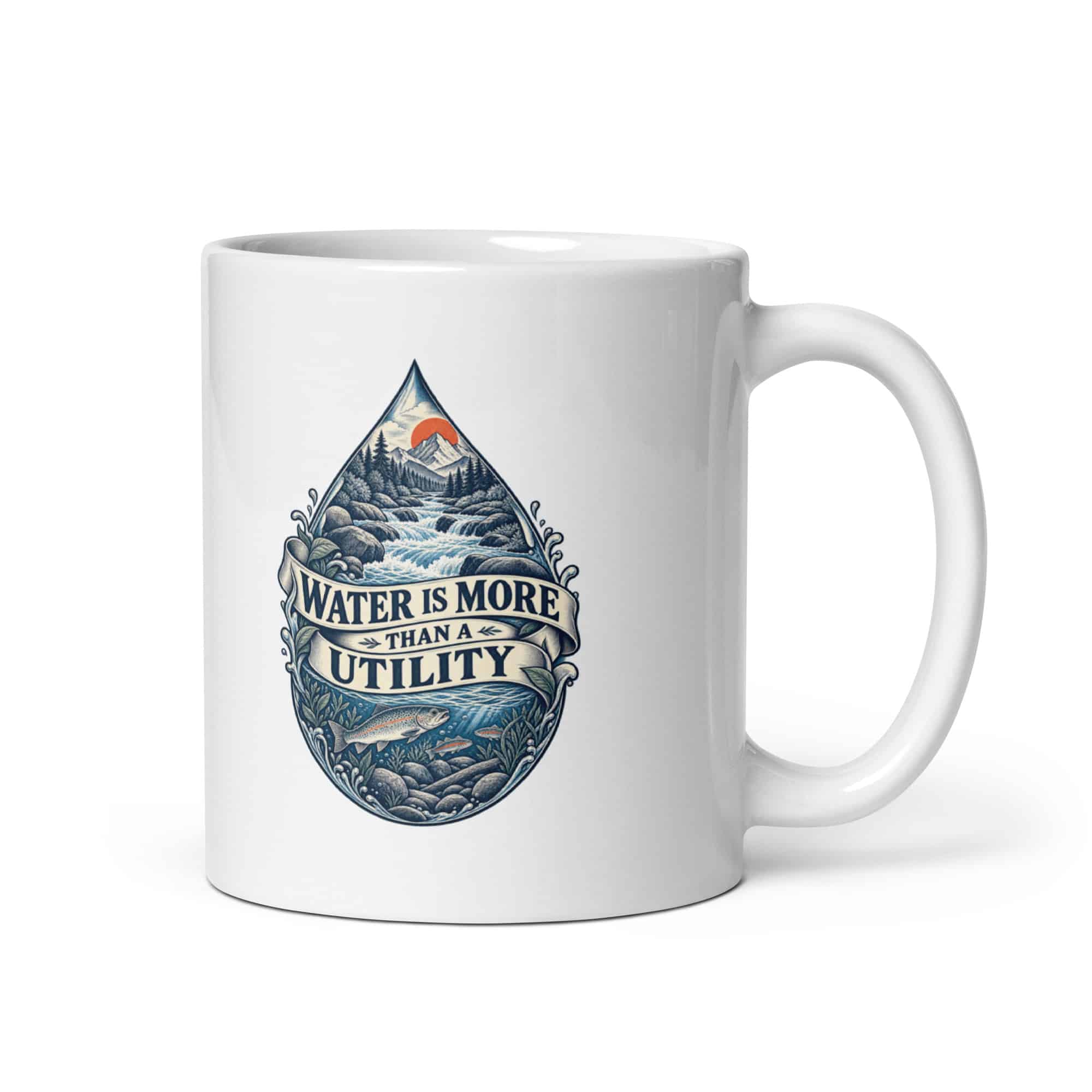 White Ceramic Coffee Mug: Water is more than a utility