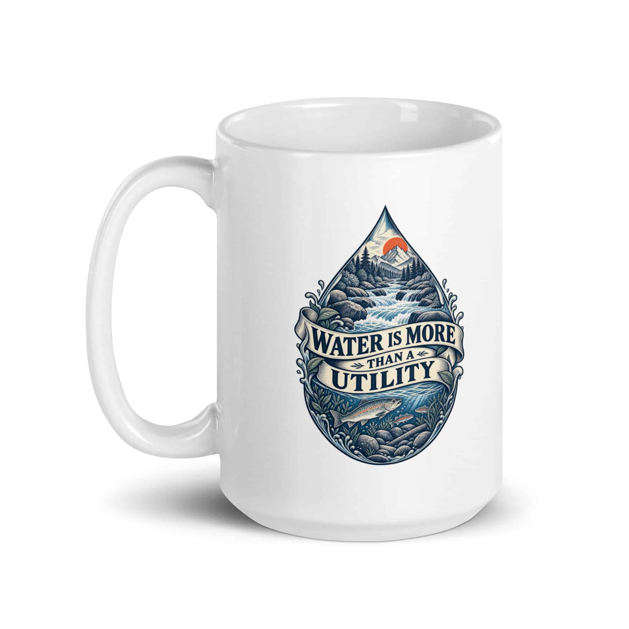 White Ceramic Coffee Mug: Water is more than a utility