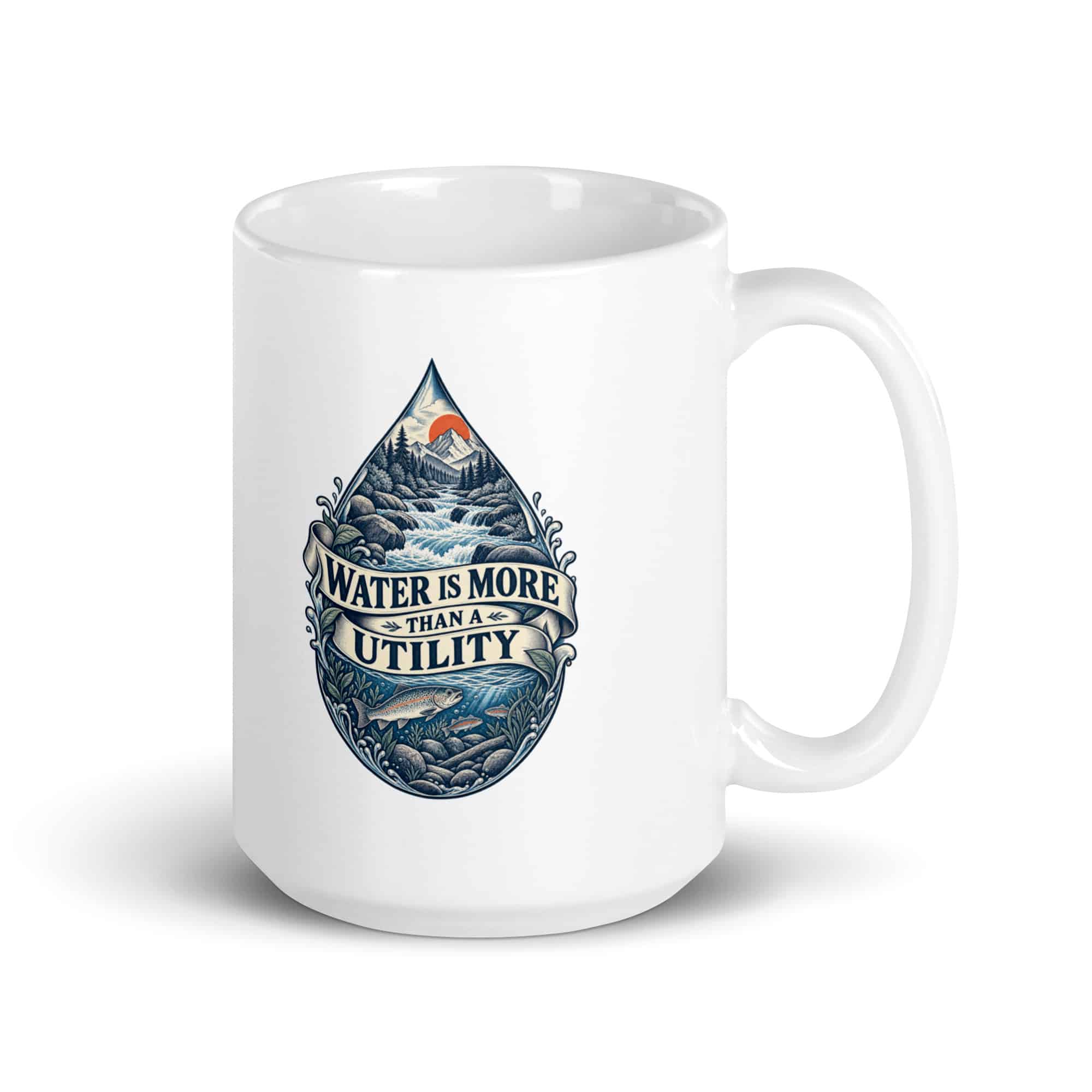 White Ceramic Coffee Mug: Water is more than a utility