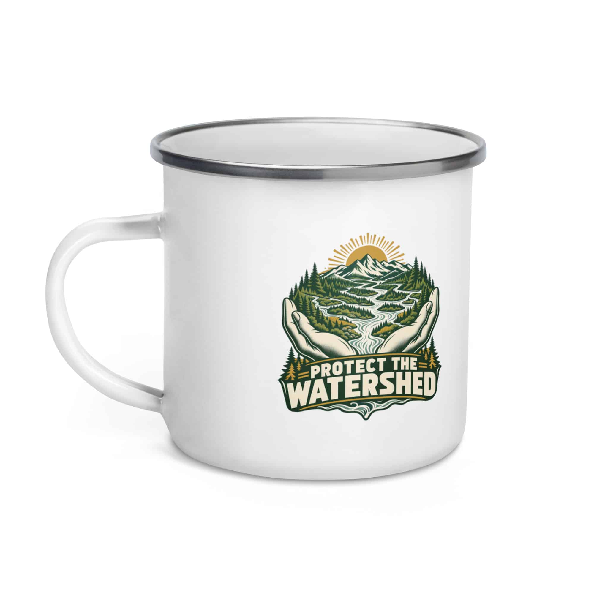 Enamel Camp Mug: Protect the watershed