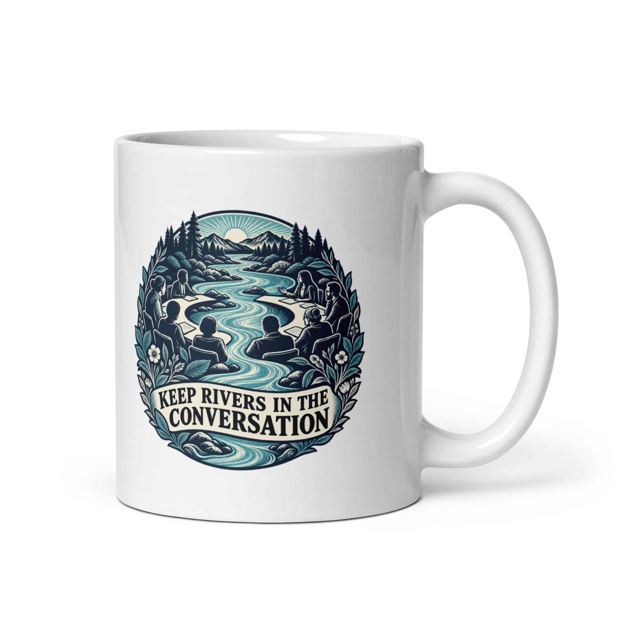 White Ceramic Coffee Mug: Keep rivers in the conversation