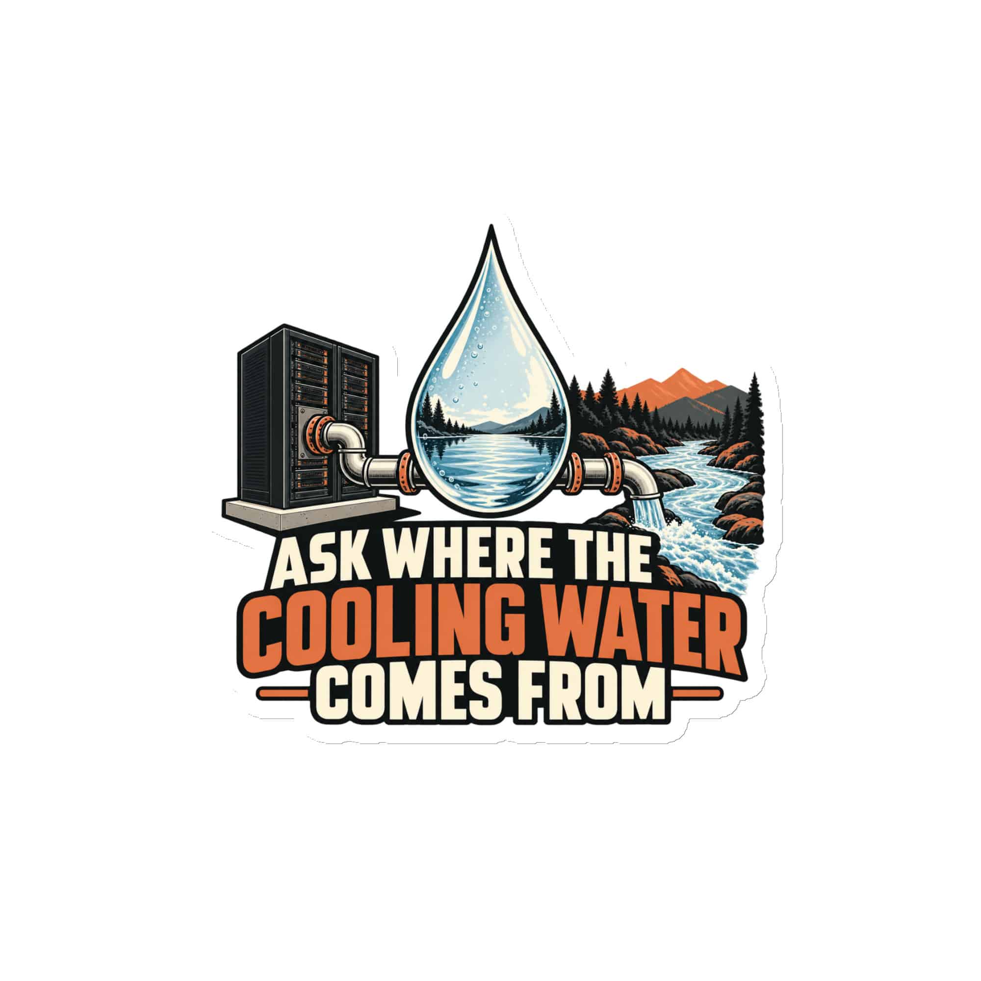 Die-Cut Magnet: Ask where the cooling water comes from