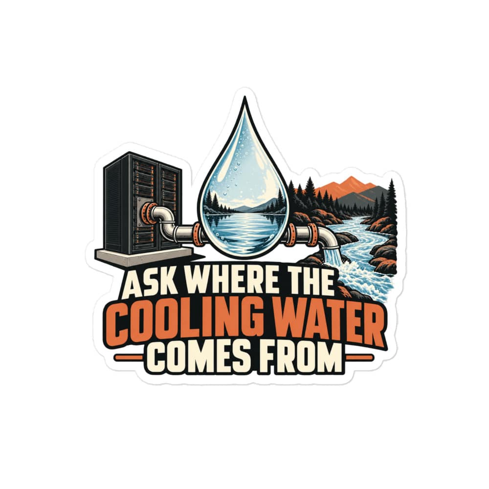 Vinyl Sticker: Ask where the cooling water comes from