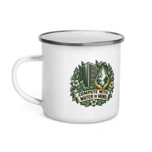 Enamel Camp Mug: Compute with water in mind - 12 oz - Left