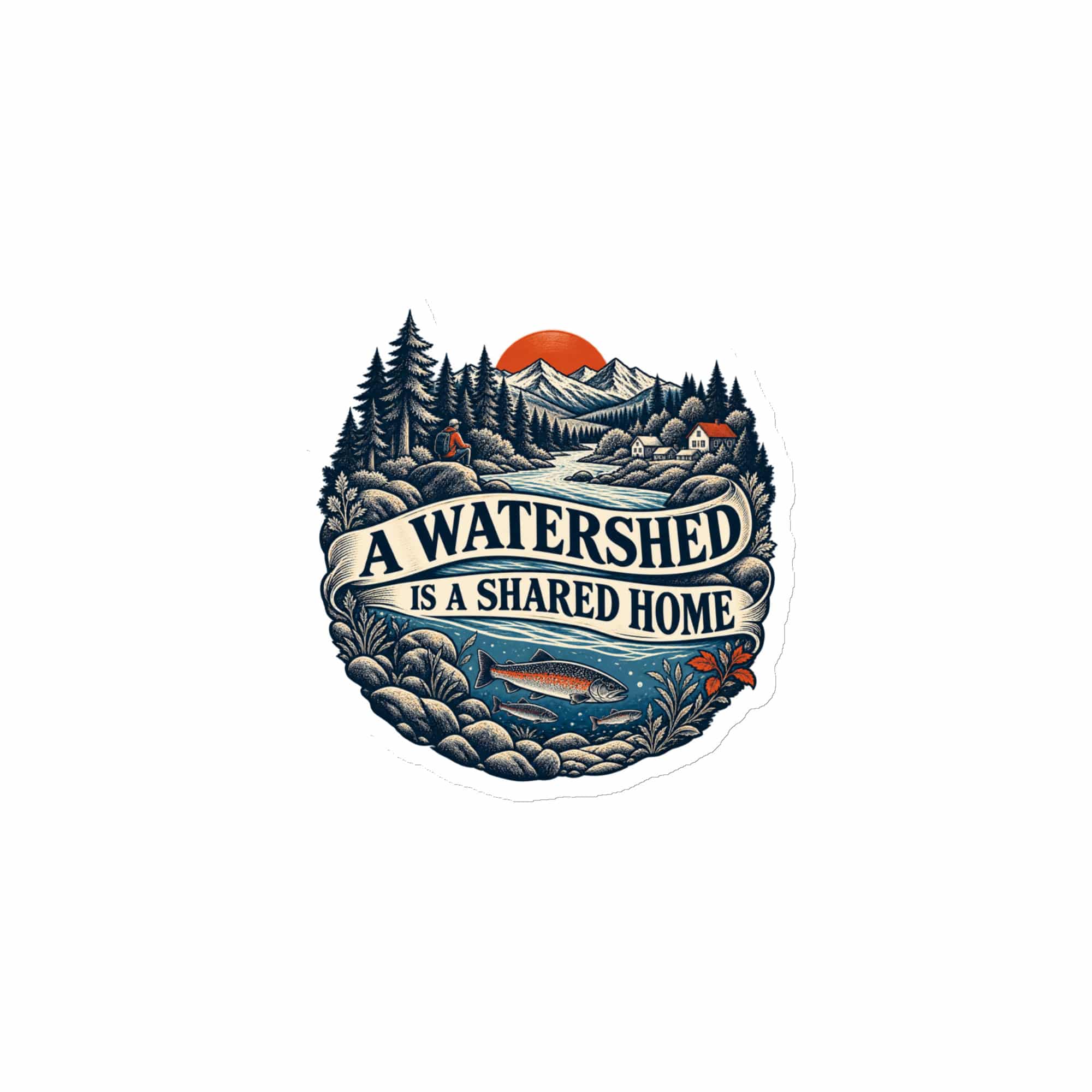 Die-Cut Magnet: A watershed is a shared home