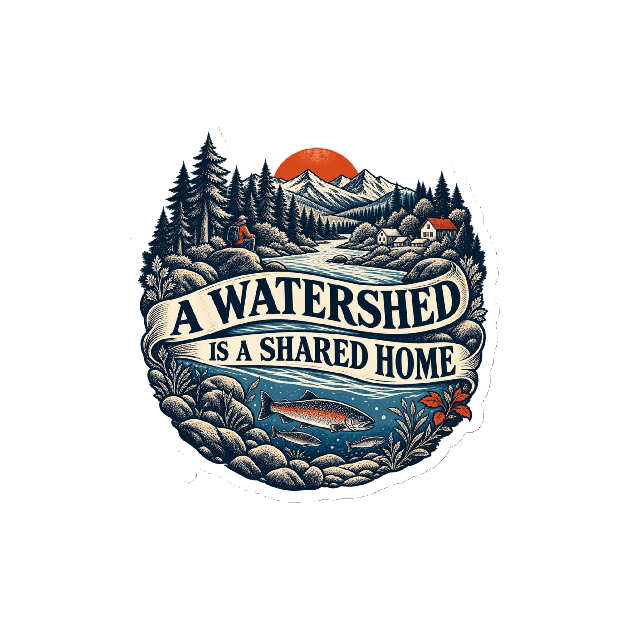 Die-Cut Magnet: A watershed is a shared home