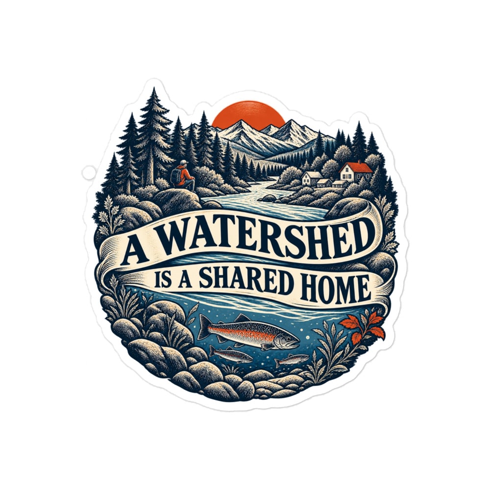 Vinyl Sticker: A watershed is a shared home