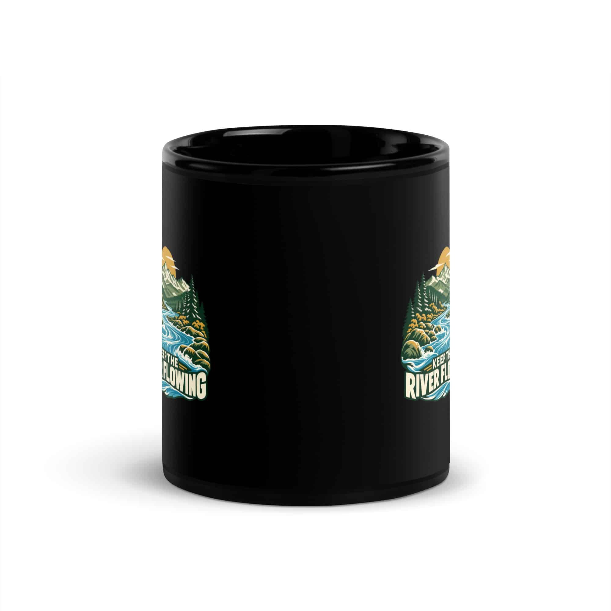 Black Glossy Coffee Mug: Keep the river flowing
