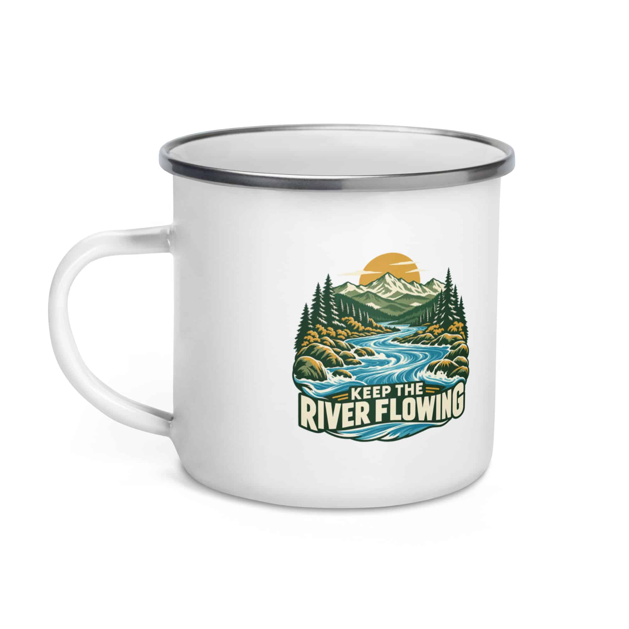 Enamel Camp Mug: Keep the river flowing