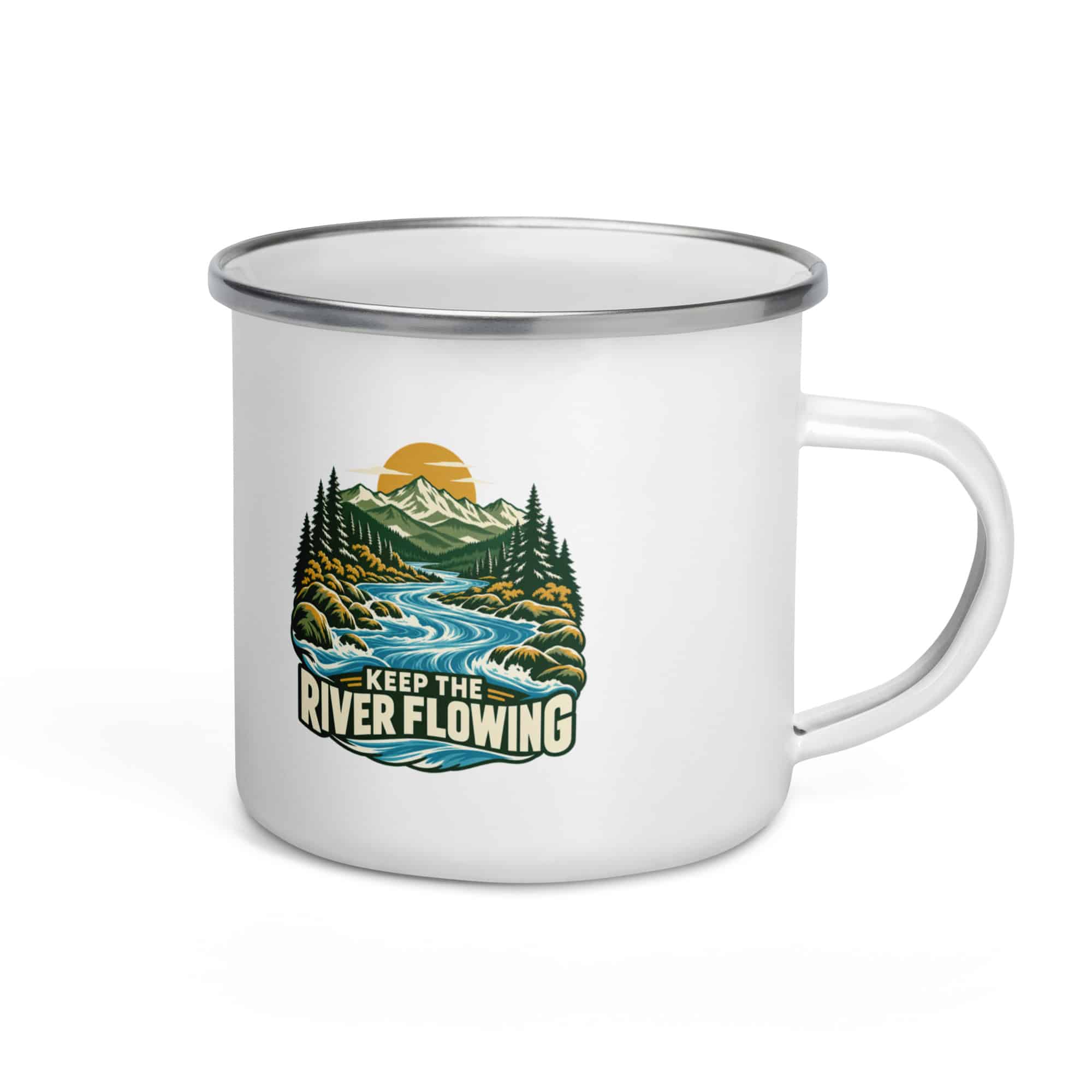 Enamel Camp Mug: Keep the river flowing