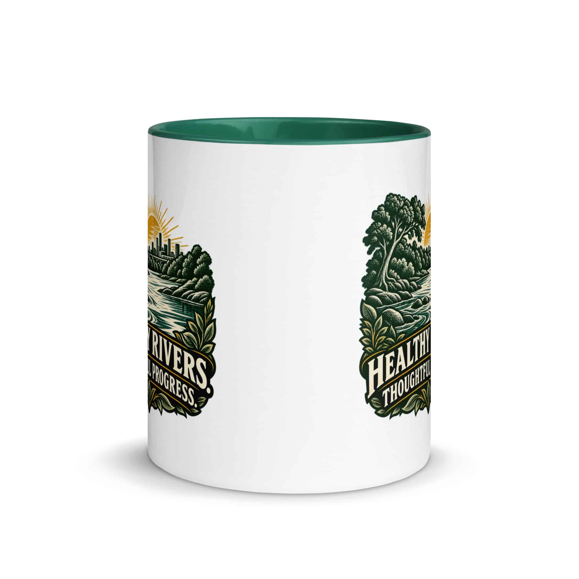 Color Inside Coffee Mug: Healthy rivers. Thoughtful progress.