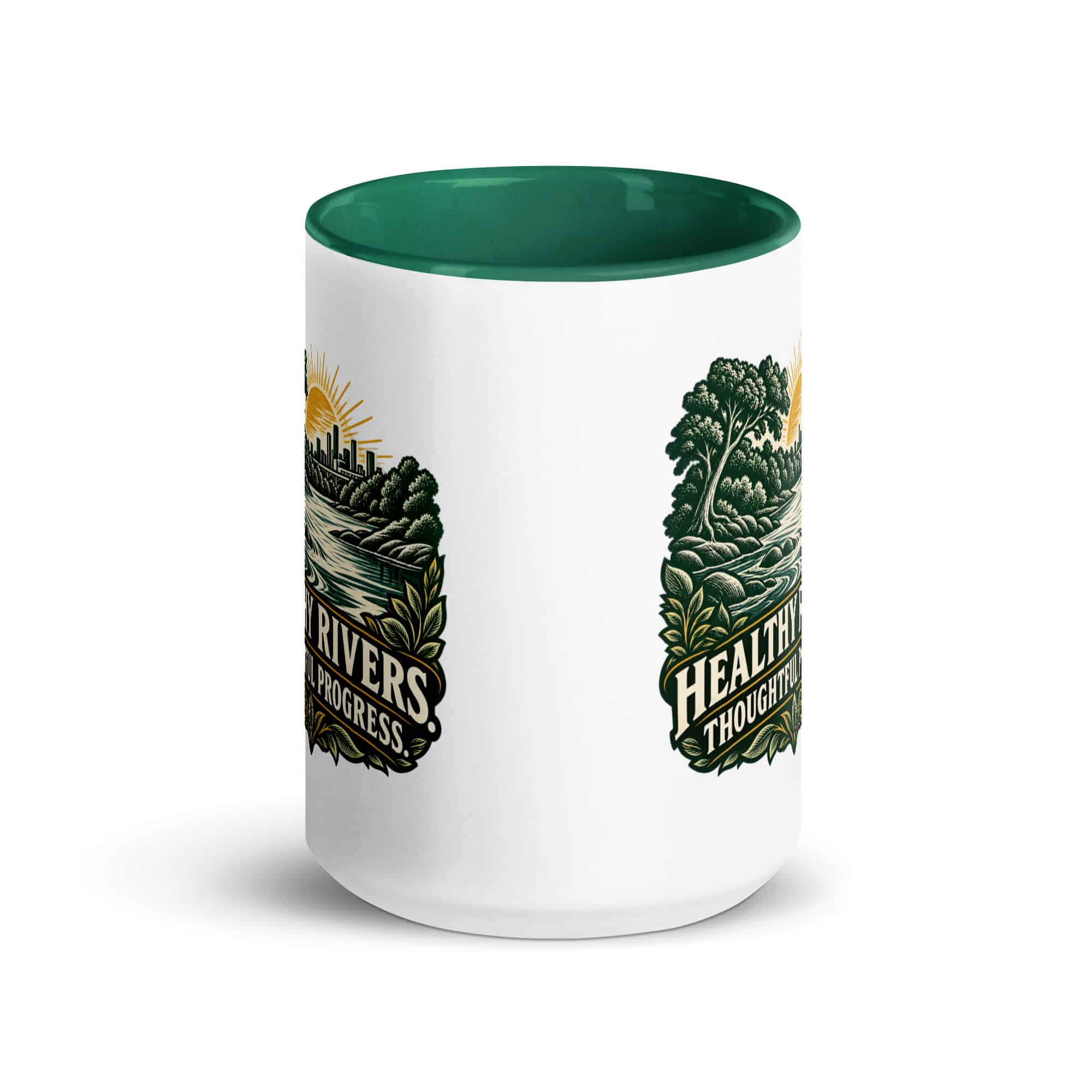 Color Inside Coffee Mug: Healthy rivers. Thoughtful progress.