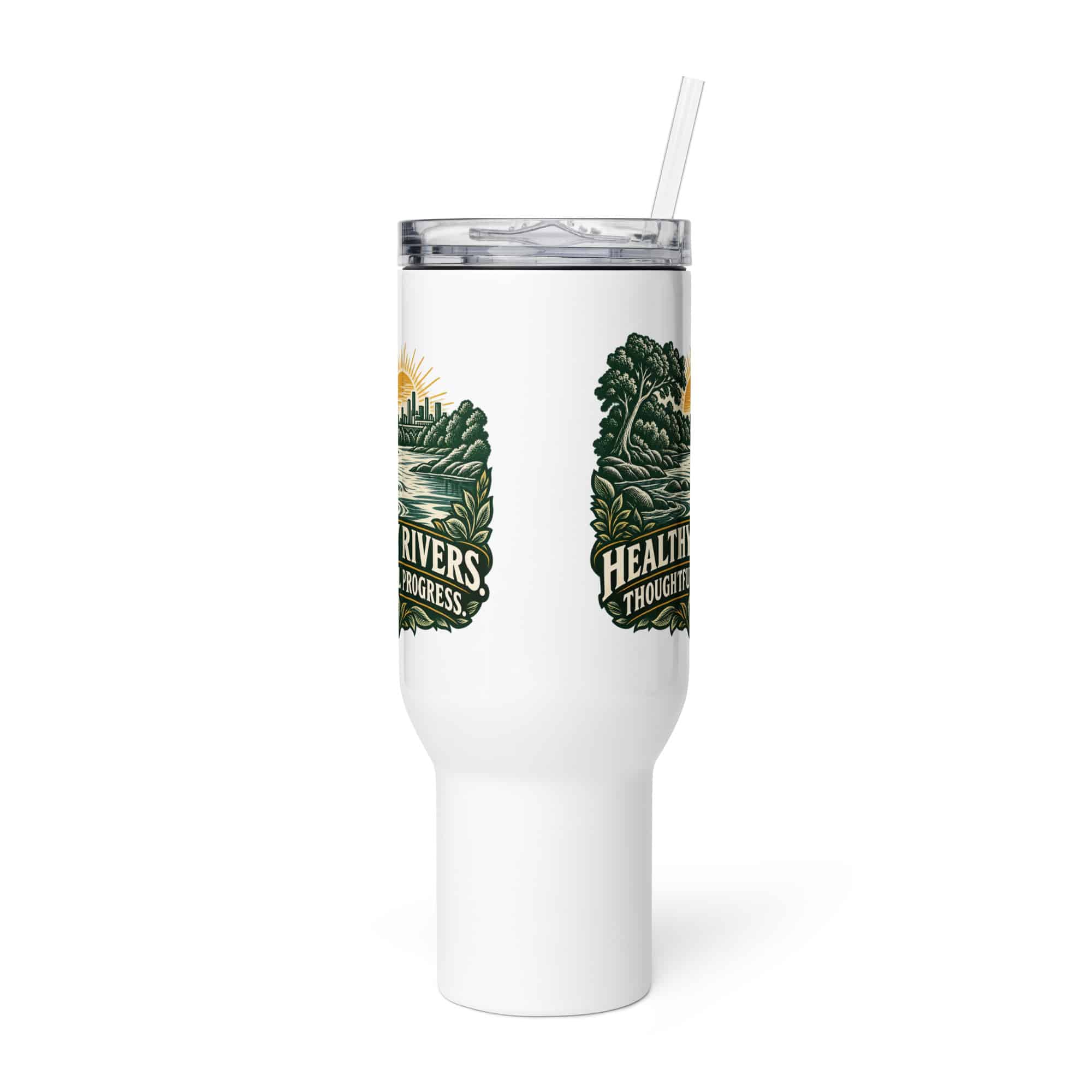 Travel Mug: Healthy rivers. Thoughtful progress.